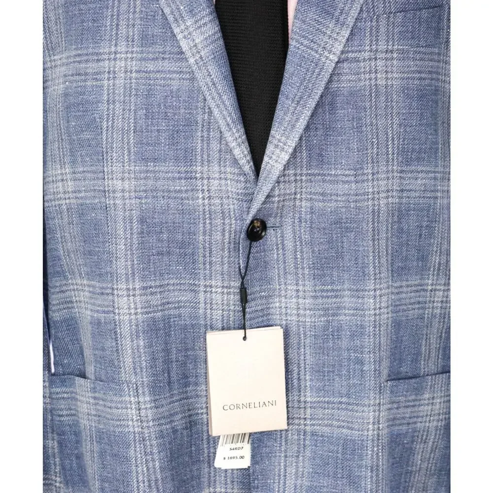 $1,995 CORNELIANI - Baby Blue Wool/Linen Coat Insert Blazer - 44R